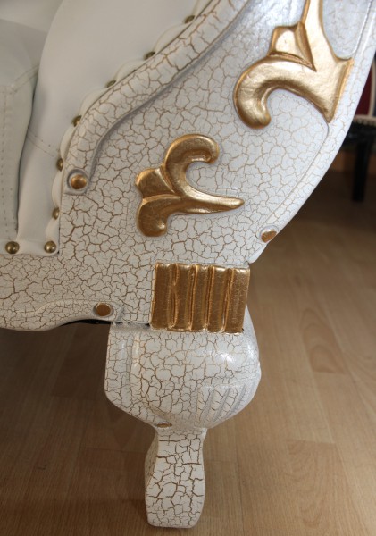 Barock chaiselongue weià / gold / echt leder chaise lonque ...