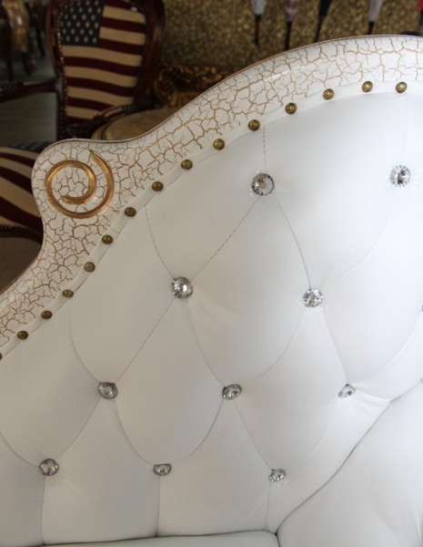 Barock chaiselongue weià / gold / echt leder chaise lonque ...