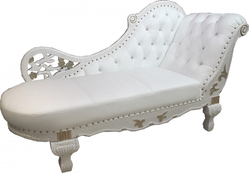 wohnzimmer liege leder:Gold and White Leather Chaise wohnzimmer liege leder:Gold and White Leather Chaise