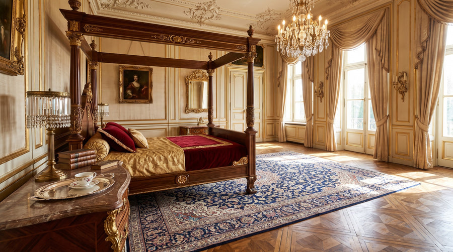 Bed and rug: choosing a size that keeps the border visible