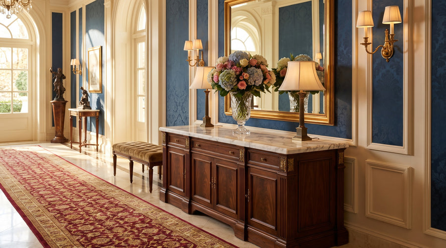 Console dans le couloir d'hôtel : première orientation pour le client