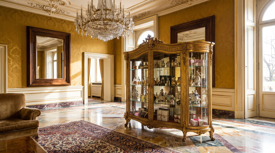 Display cabinet in the hotel lobby: showing in-house and regional items
