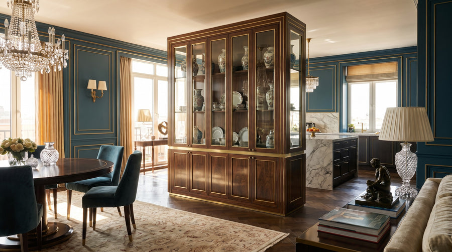 Separating Dining Room and Kitchen: Display Cabinet as Room Divider