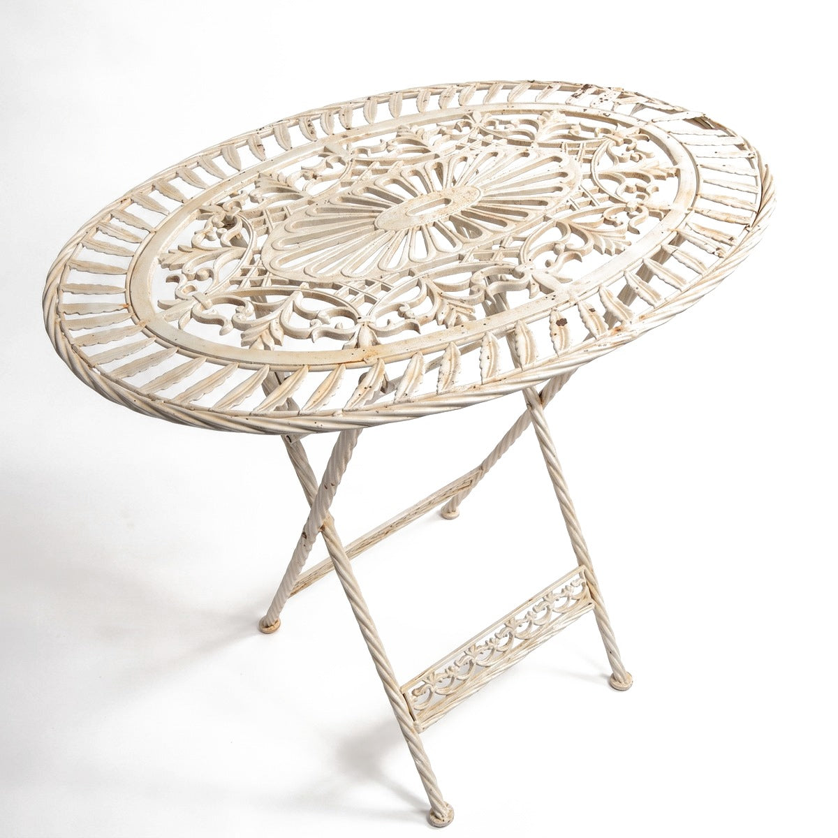 Casa Padrino Jugendstil Gartentisch Creme 70 x 54 x H. 74 cm - Klappbarer Garten Esstisch (KI Garten 11_02)