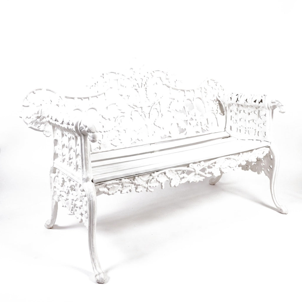 Casa Padrino Barock Gartenbank Weiß 148 cm - Barock Garten Möbel (KI Garten 12_03)