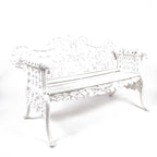 Casa Padrino Barock Gartenbank Weiß 148 cm - Barock Garten Möbel (KI Garten 12_03)