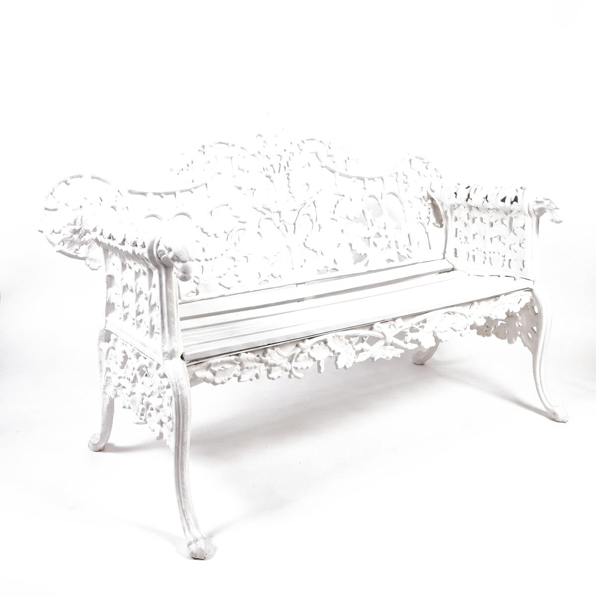 Casa Padrino Barock Gartenbank Weiß 148 cm - Barock Garten Möbel (KI Garten 12_03)