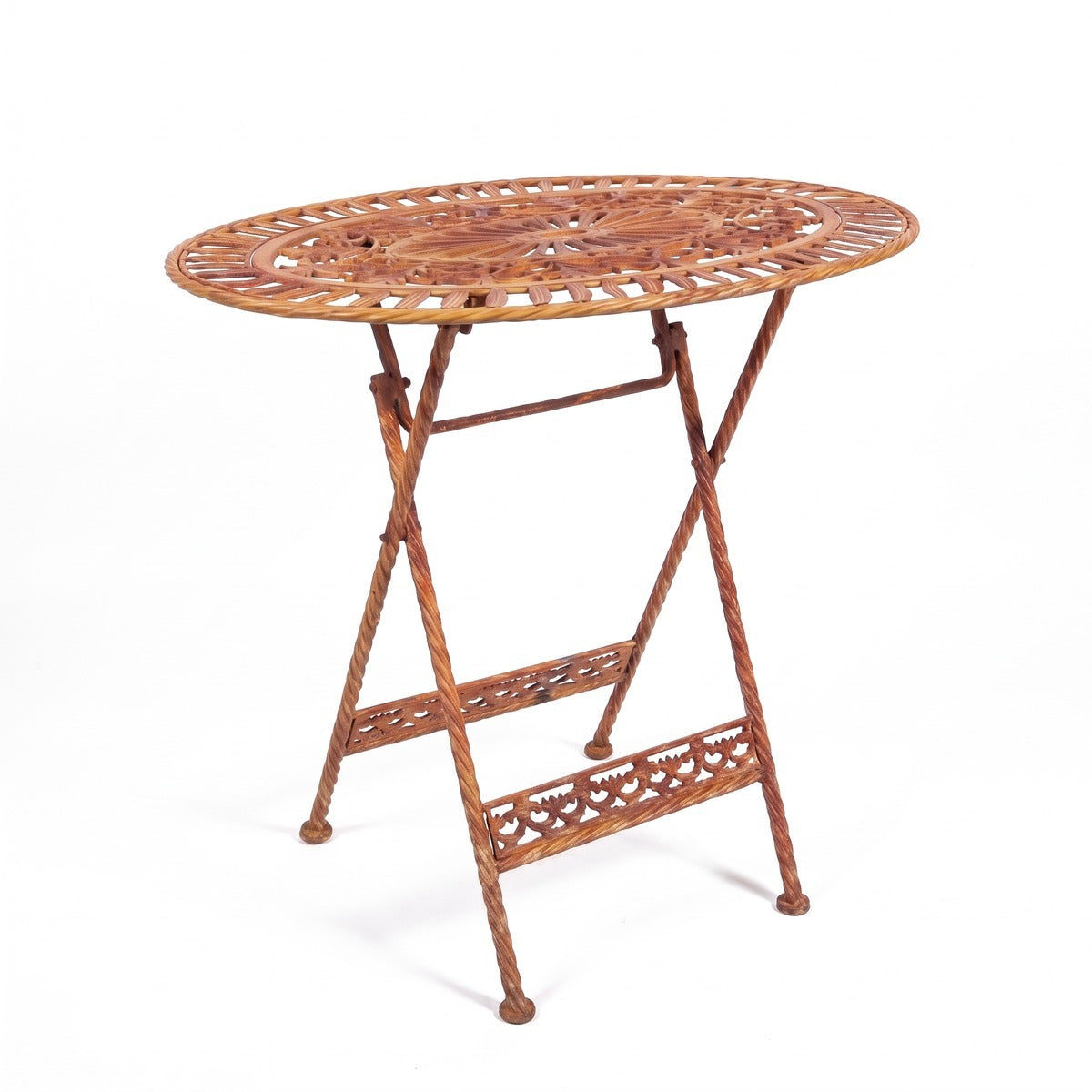 Casa Padrino Jugendstil Gartentisch Rost 70 x 54 x H. 74 cm - Klappbarer Garten Esstisch (KI Garten 13_01)