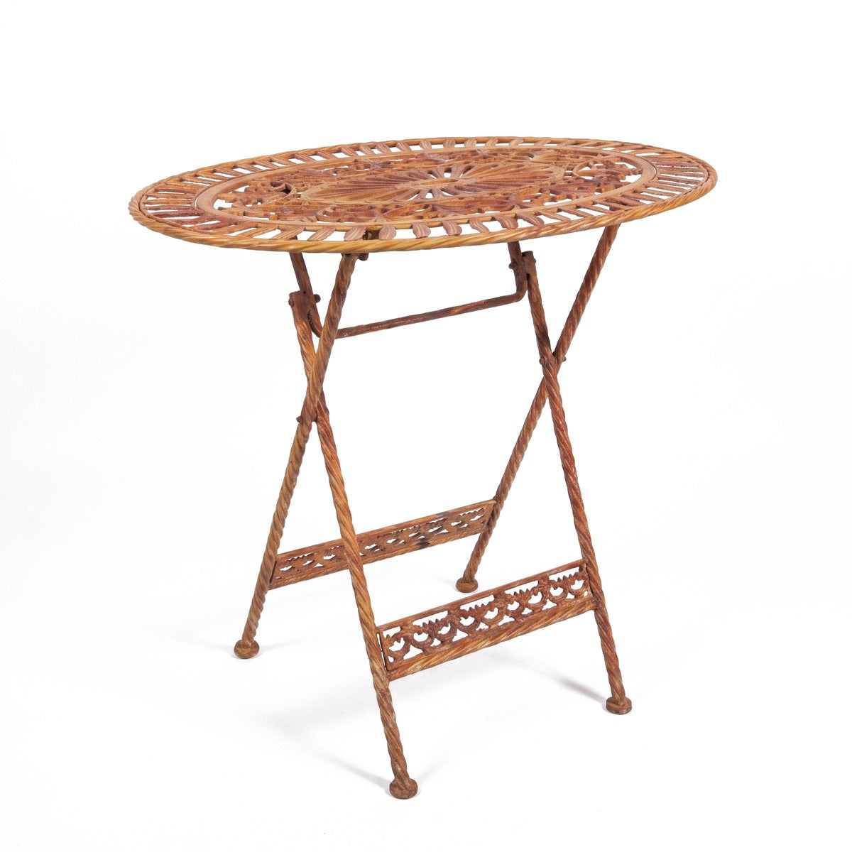 Casa Padrino Jugendstil Gartentisch Rost 70 x 54 x H. 74 cm - Klappbarer Garten Esstisch (KI Garten 13_02)
