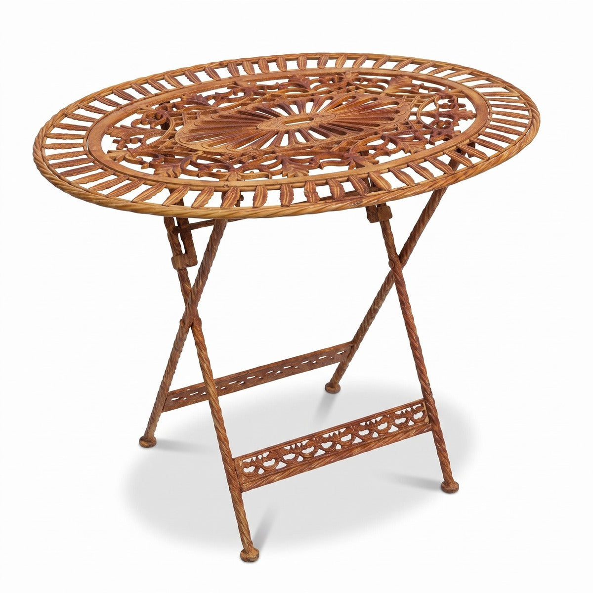 Casa Padrino Jugendstil Gartentisch Rost 70 x 54 x H. 74 cm - Klappbarer Garten Esstisch (KI Garten 13_03)