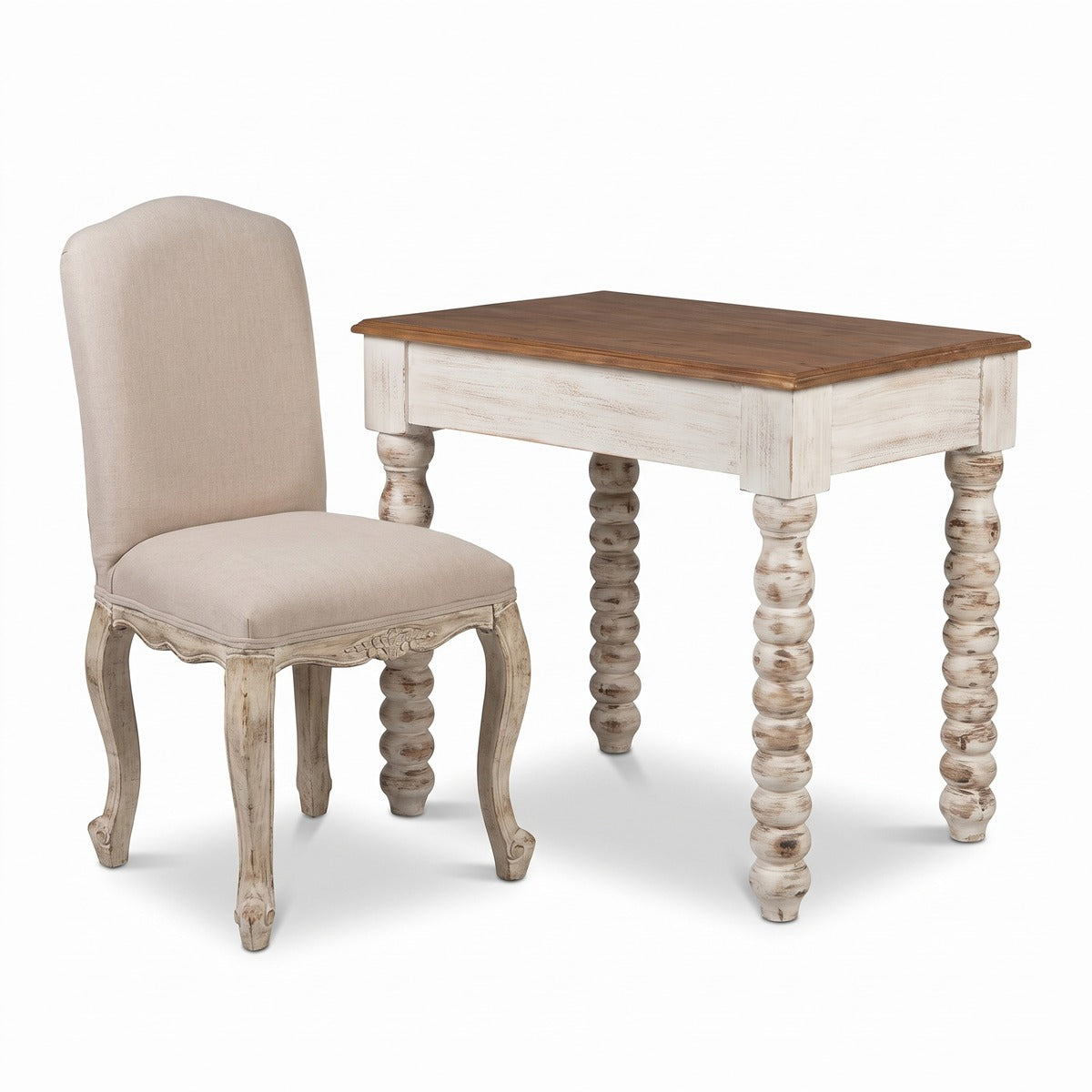 Casa Padrino Landhausstil Shabby Chic Schreibtisch mit Schublade Braun / Antik Weiß 90 x 56 x H. 75 cm - Büromöbel im Landhausstil (KI Studio)