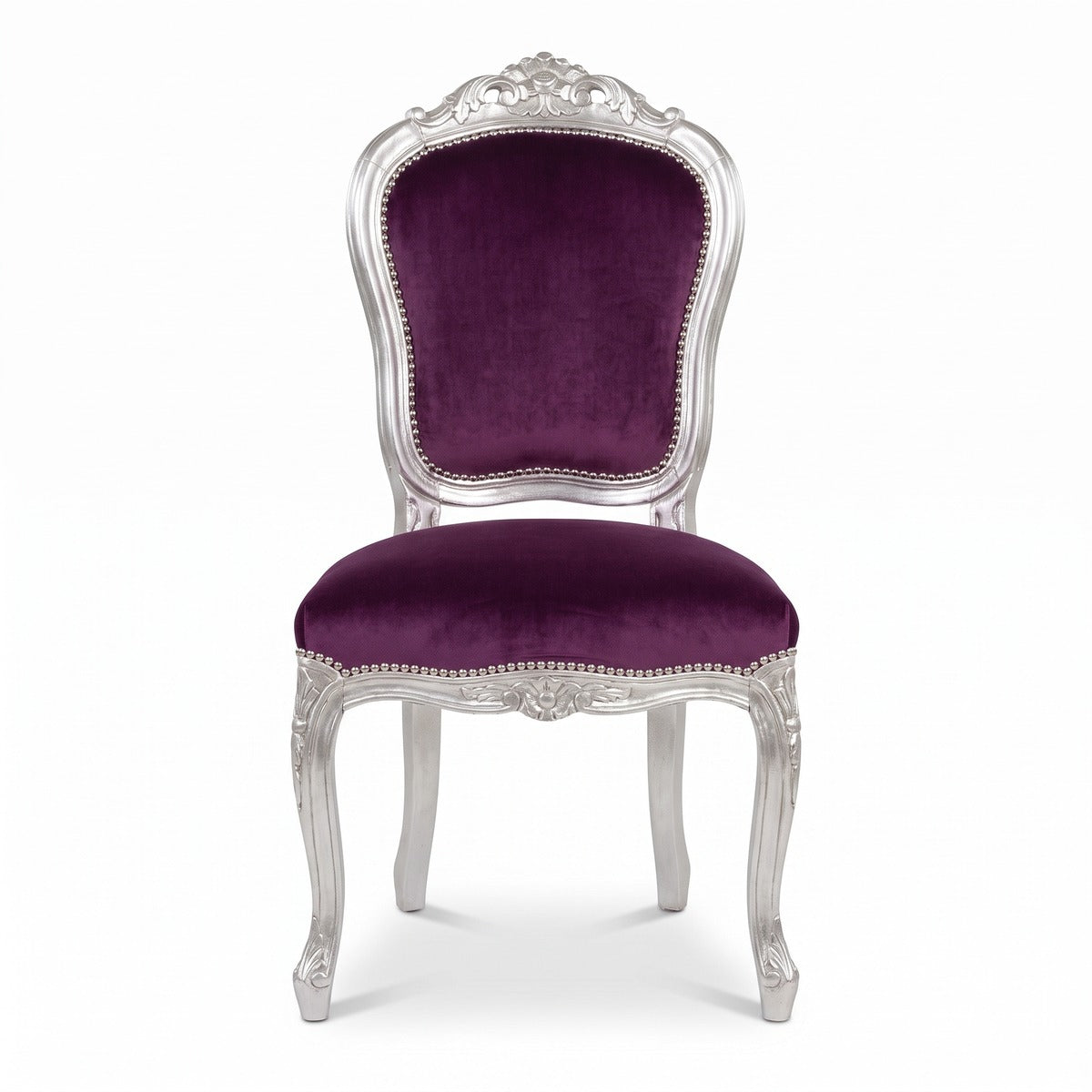 Casa Padrino Barock Stuhl Violett Silber (KI Studio)
