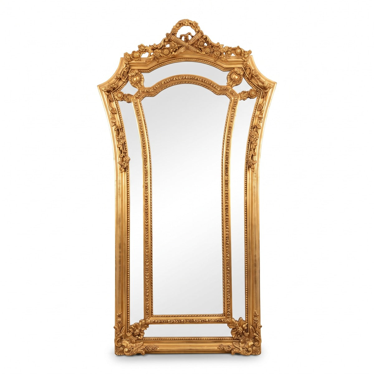 Casa Padrino Luxus Barock Wandspiegel Venice Gold 210 x 115 cm – Massiver goldener Spiegel im Barockstil (KI Studio)