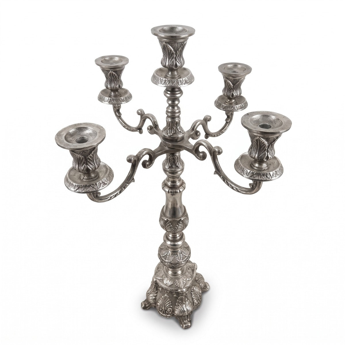 Casa Padrino Barock Kerzenhalter Silber 57 x 30 x H. 90 cm - Aluminium Kerzenständer im Barockstil - Barock Deko Accessoires (KI Studio)