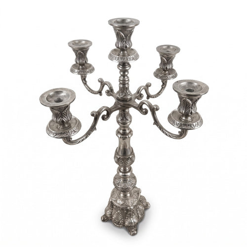 Casa Padrino Barock Kerzenhalter Silber 57 x 30 x H. 90 cm - Aluminium Kerzenständer im Barockstil - Barock Deko Accessoires (KI Studio)