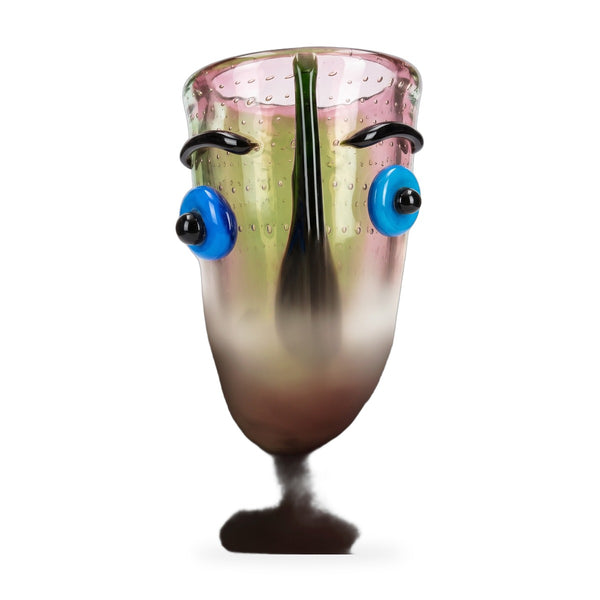 Casa Padrino vaso design faccia multicolore 15,6 x 18,4 x A. 30 cm - Vaso decorativo in vetro - Vaso fiori astratto - Accessori decorativi - Vasi decorativi astratti