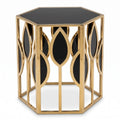 Casa Padrino Luxus Beistelltisch Gold / Schwarz - Edler Designer Tisch aus Edelstahl und Glas - 54 x 46,5 x 65,5 cm (KI Studio)
