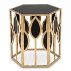 Casa Padrino Luxus Beistelltisch Gold / Schwarz - Edler Designer Tisch aus Edelstahl und Glas - 54 x 46,5 x 65,5 cm (KI Studio)