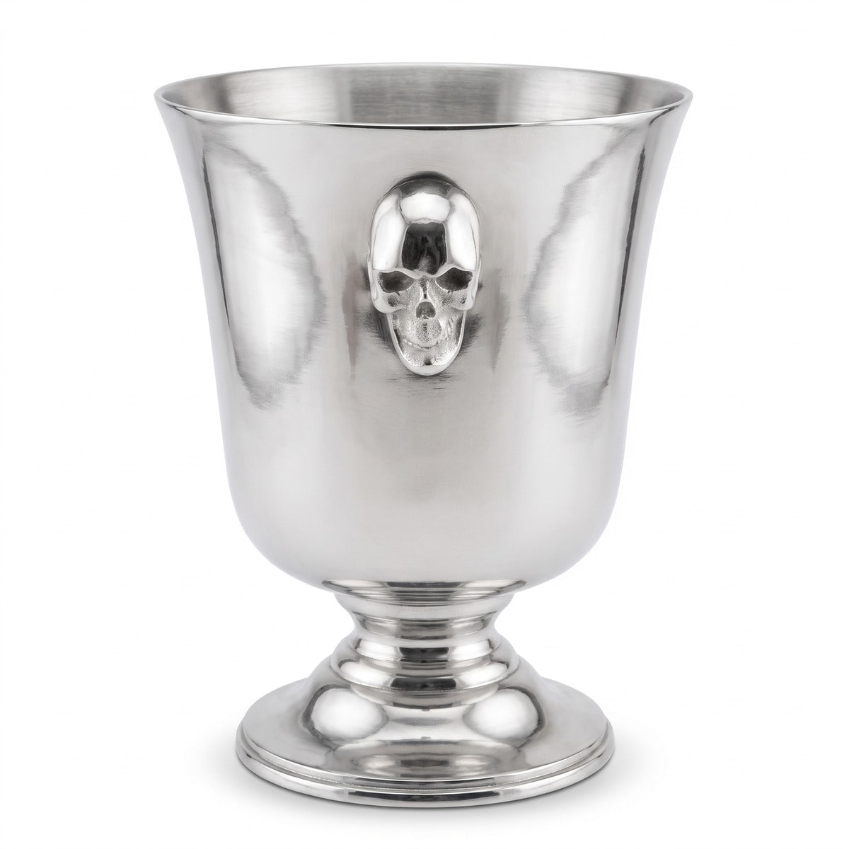 Casa Padrino Luxus Sektkühler Silber mit Totenkopf Griffen - Weinkühler im Pokal Design (KI Studio)