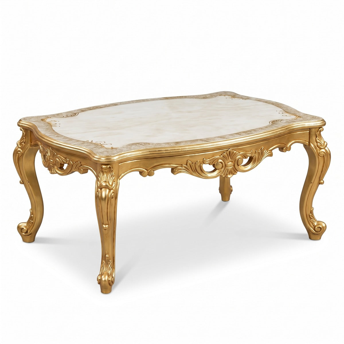 Casa Padrino Couchtisch Marmoroptik mit Gold (KI Studio)