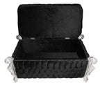 Casa Padrino Barock Sitzbank Truhe im Antik Stil Schwarz Silber mit Glitzersteinen 105 x 55 x 55 cm