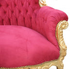 Casa Padrino Barock Sofa 3er Master im edlen Bordeaux Rot und Gold, Breite 210 cm