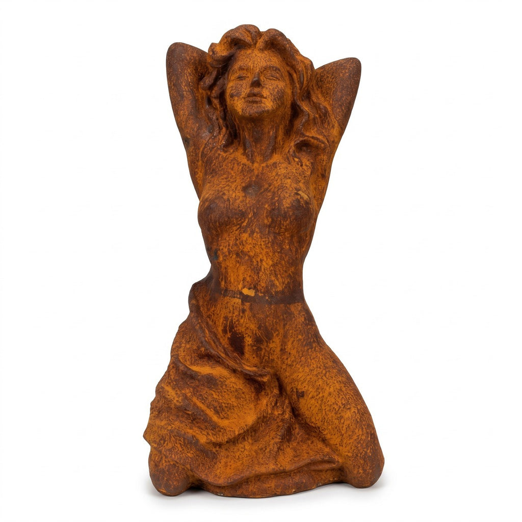 Casa Padrino Jugendstil Garten Deko Skulptur Frau Rost H. 72,6 cm (KI Garten 39_02)