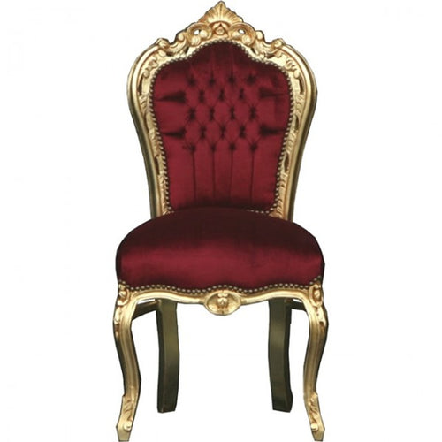 Casa Padrino Barock Esszimmer Stuhl Bordeaux / Gold - Möbel