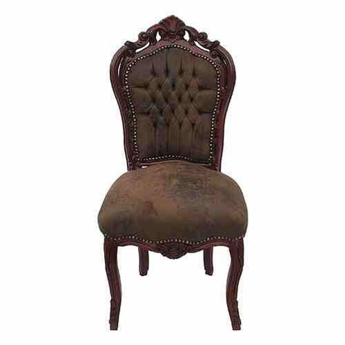 Casa Padrino Barock Esszimmer Stuhl im Antik Stil, Braun / Braun Lederoptik, 53 x 57 x H. 108 cm