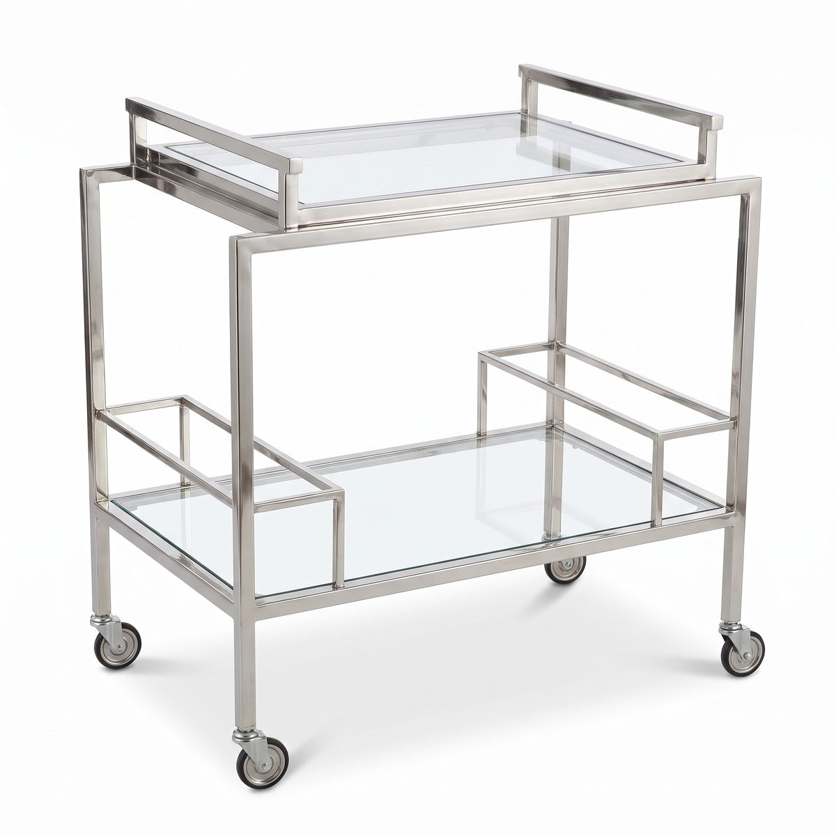 Casa Padrino Servierwagen Barwagen Silber Glas (KI Studio)