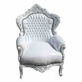 Casa Padrino Barock Sessel King im Antik Stil Weiß / Weiß Lederoptik, 120 x 85 x 85 cm