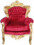 Casa Padrino Barock Sessel im Antik Stil Bordeaux Rot / Gold, Höhe 120 cm, Breite 85 cm, Tiefe 65 cm