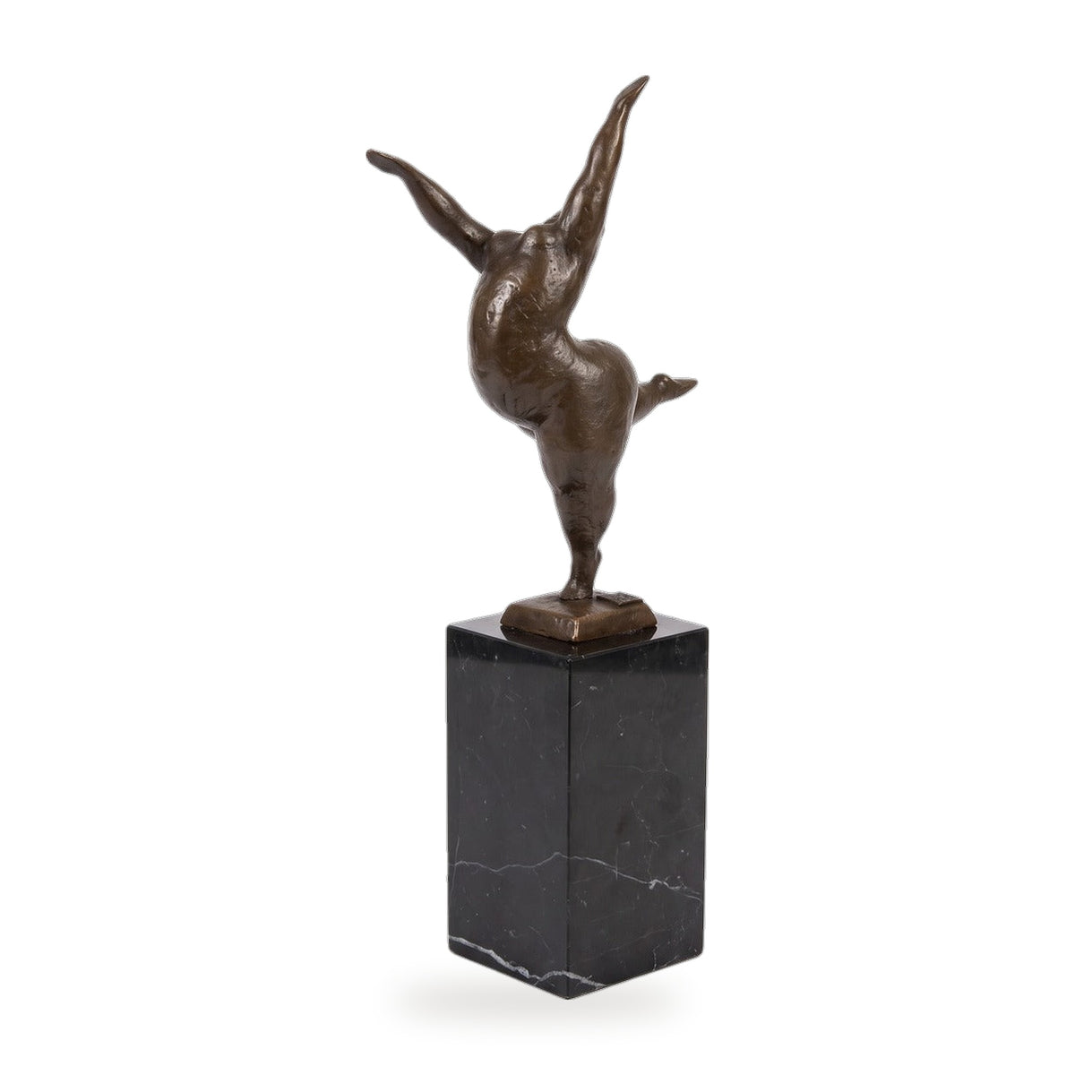 Casa Padrino Luxus Bronze Skulptur Tänzerin auf schwarzem Marmorsockel (KI Weiss) 1