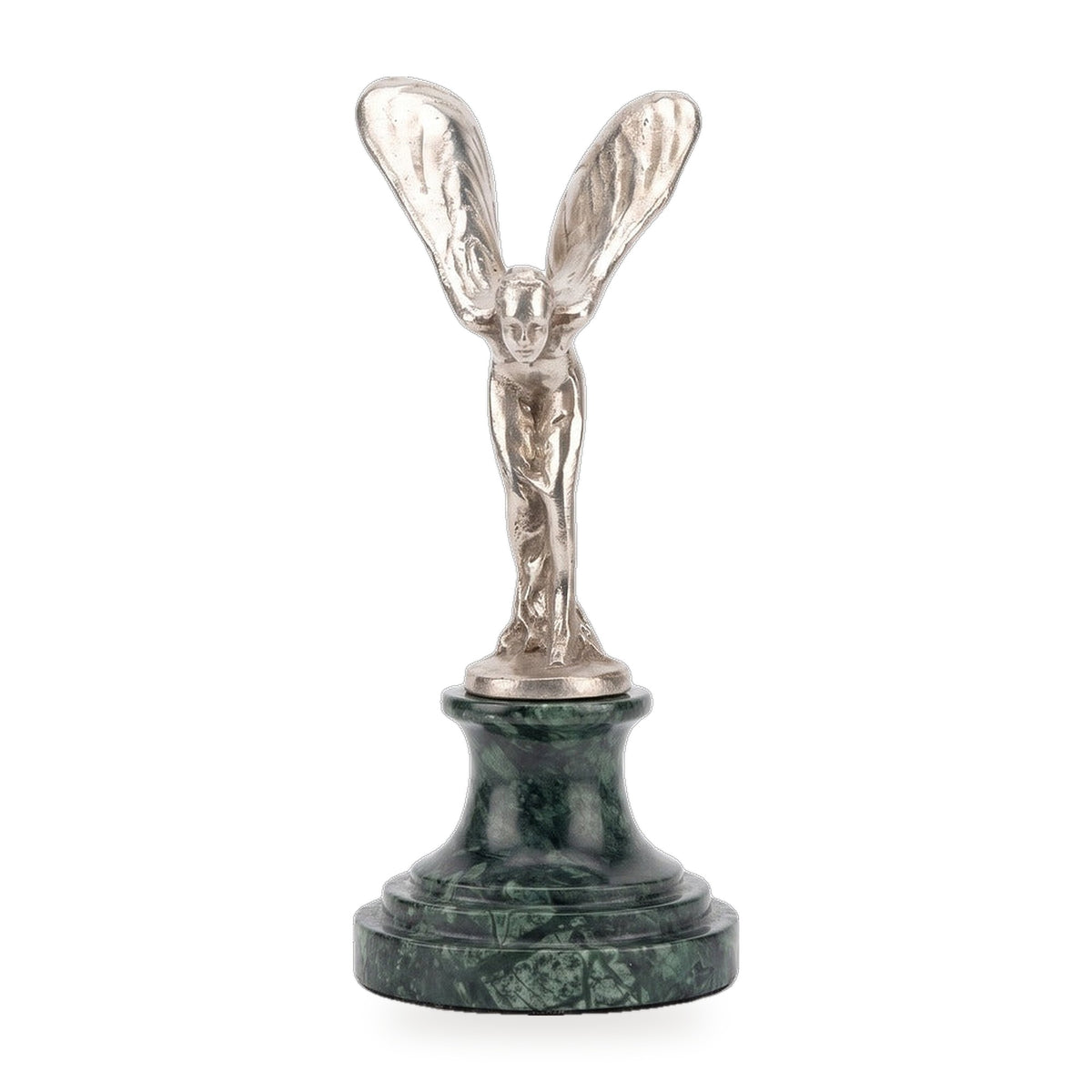 Casa Padrino Luxus Briefbeschwerer Skulptur Frau mit Flügeln Silber / Grün 7 x 8 x H. 16 cm - Elegante Bronze Figur mit Marmorsockel - Schreibtisch Deko - Luxus Deko - Deko Accessoires (KI Weiss) 1