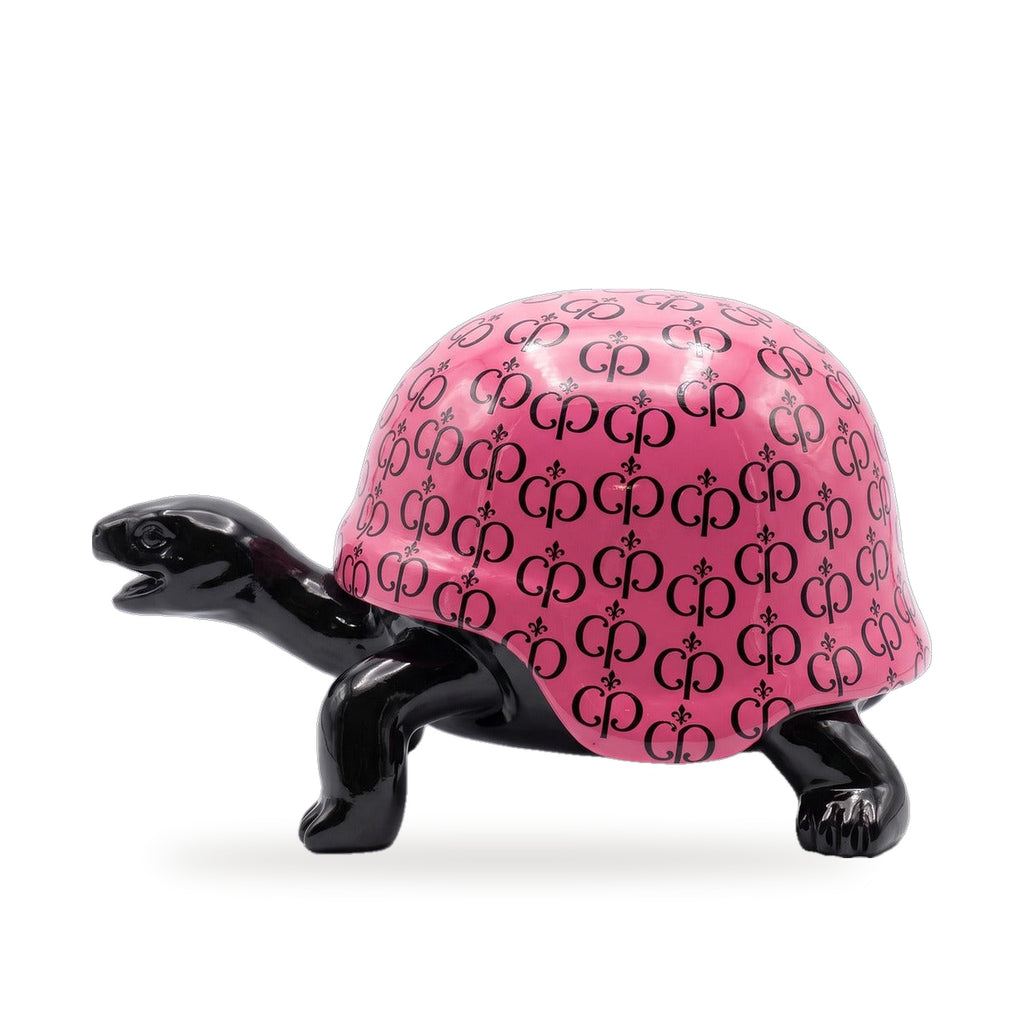Casa Padrino Luxus Deko Figur Schildkröte Schwarz / Pink 40 cm - Deko Skulptur (KI Weiss) 2