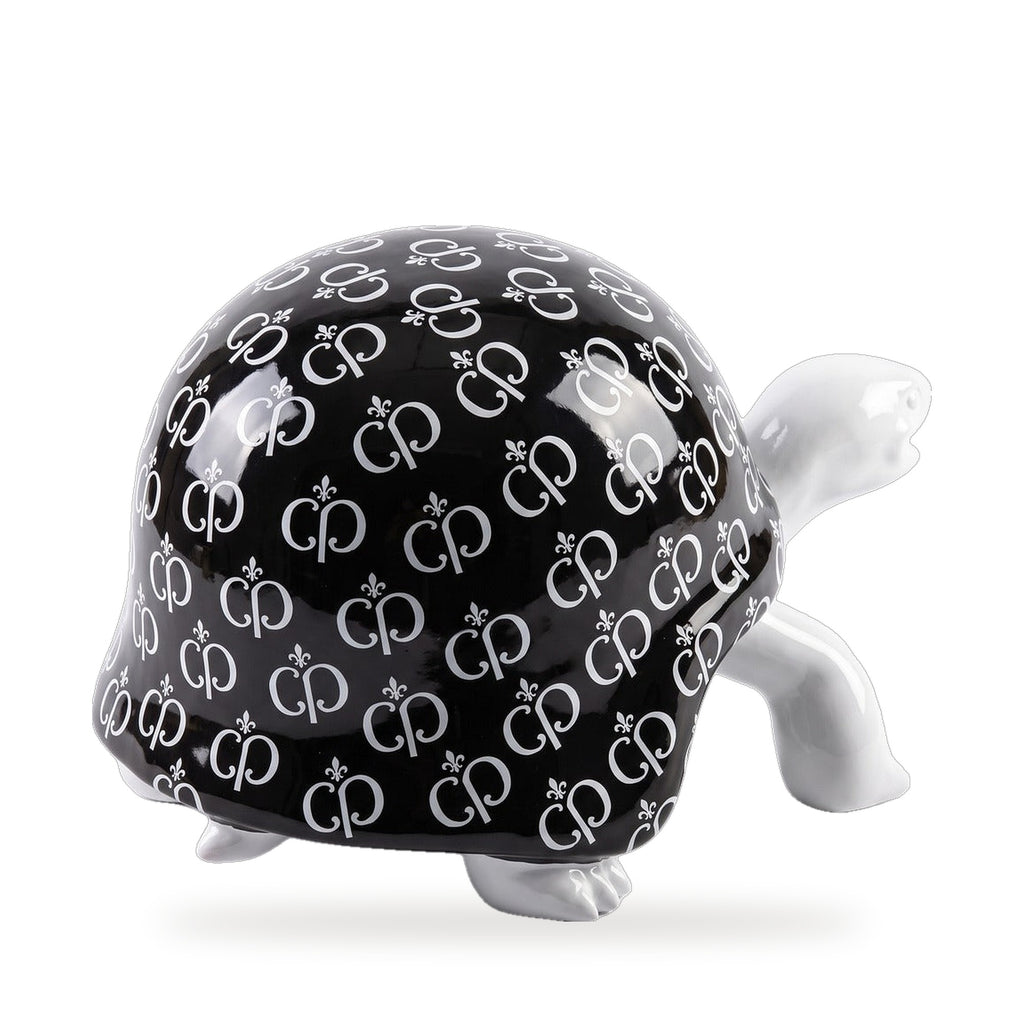 Casa Padrino Luxus Deko Figur Schildkröte Schwarz / Weiß 40 cm - Deko Accessoires (KI Weiss) 2