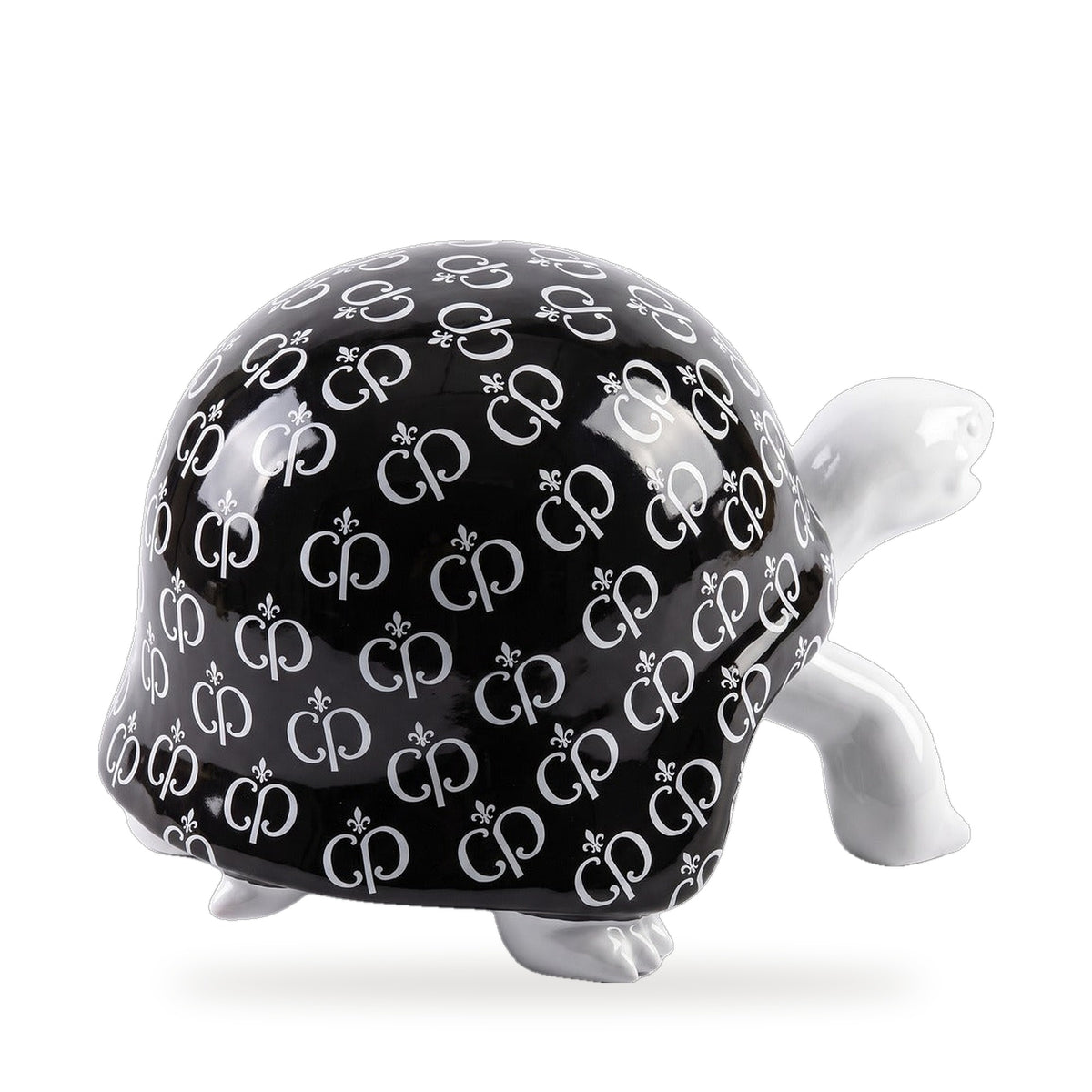 Casa Padrino Luxus Deko Figur Schildkröte Schwarz / Weiß 40 cm - Deko Accessoires (KI Weiss) 2