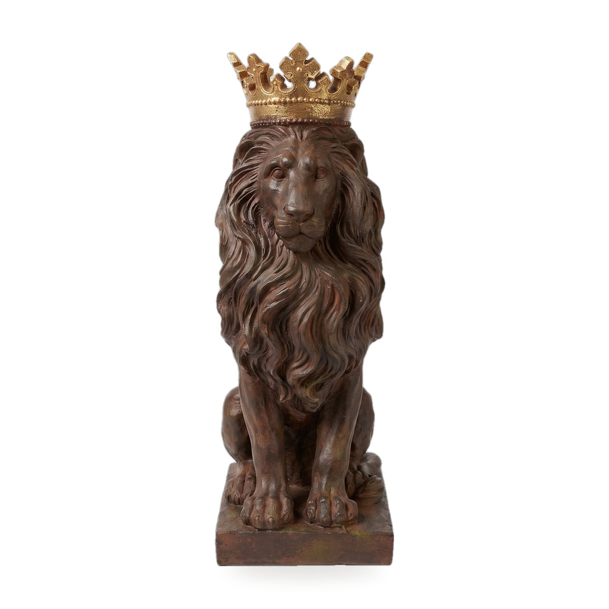 Casa Padrino Skulptur Löwe mit Krone Antik Braun / Gold 19,2 x 28,9 x H. 56,5 cm - Barock & Jugendstil Deko Accessoires (KI Ansicht W) 1