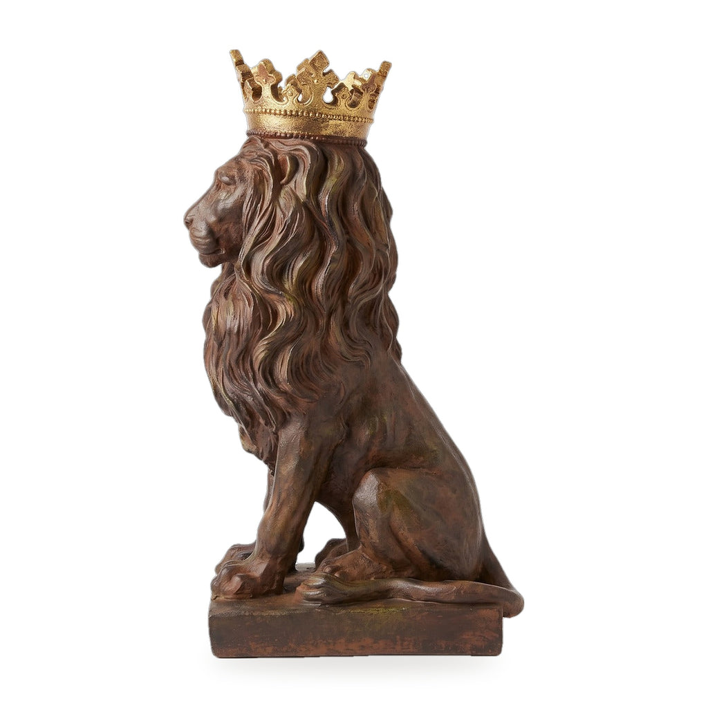 Casa Padrino Skulptur Löwe mit Krone Antik Braun / Gold 19,2 x 28,9 x H. 56,5 cm - Barock & Jugendstil Deko Accessoires (KI Ansicht W) 2