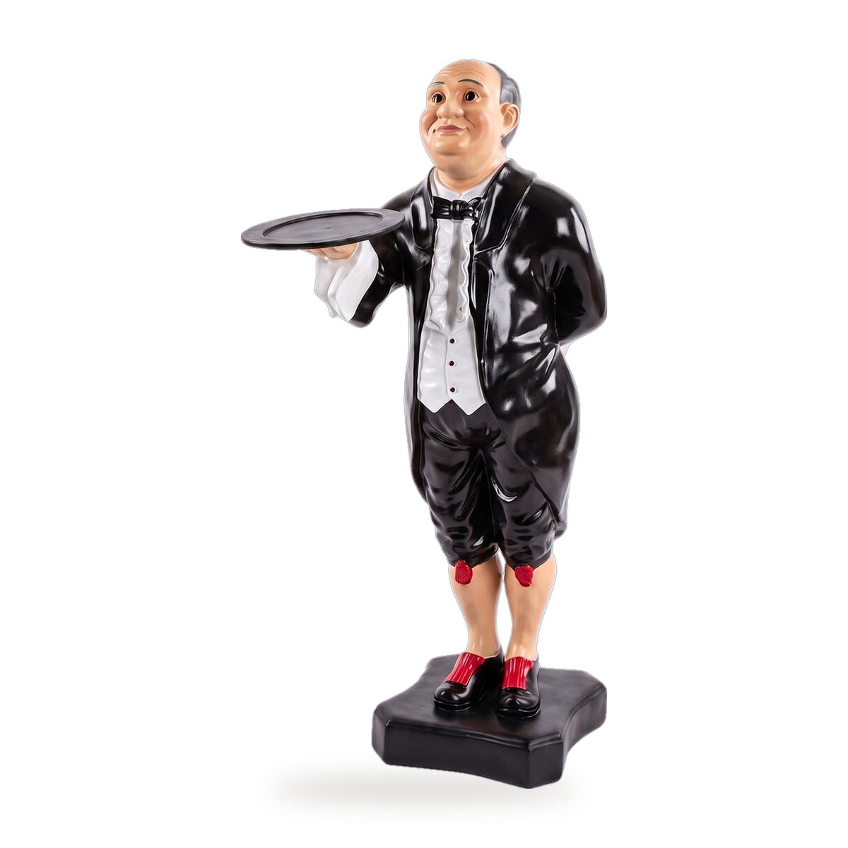 Casa Padrino Luxus Deko Figur Buttler Mehrfarbig 36 x 44 x H. 94 cm - Kunstharz Deko Skulptur - Deko Accessoires (KI Ansicht W) 1