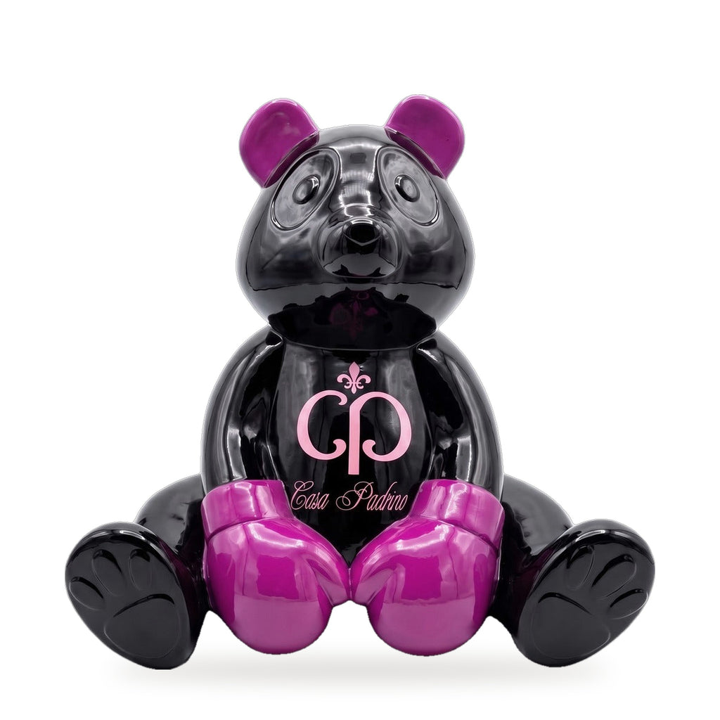 Casa Padrino Luxus Deko Figur Boxer Teddybär Schwarz / Pink 50 cm - Deko Skulptur (KI Ansicht W) 1