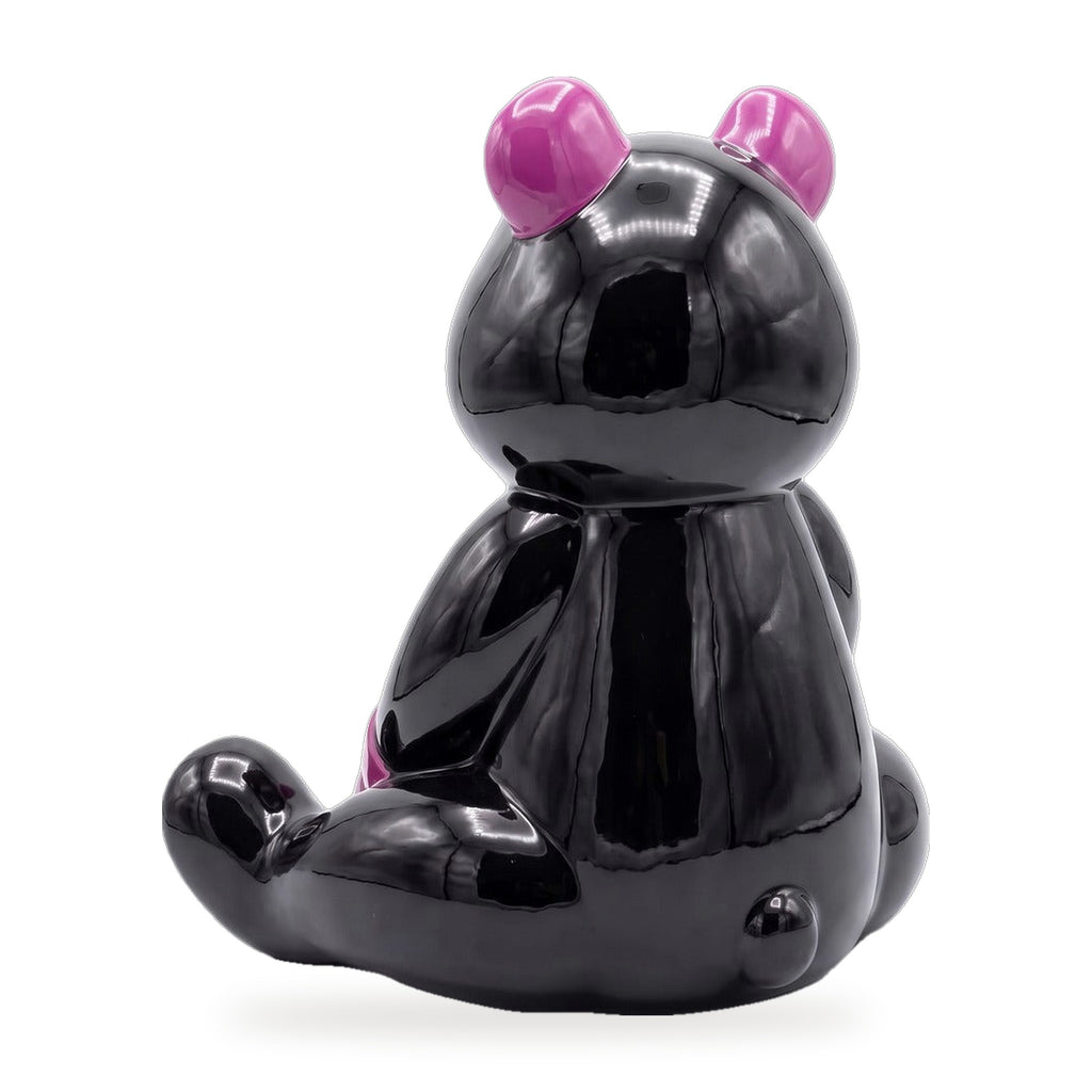Casa Padrino Luxus Deko Figur Boxer Teddybär Schwarz / Pink 50 cm - Deko Skulptur (KI Ansicht W) 3