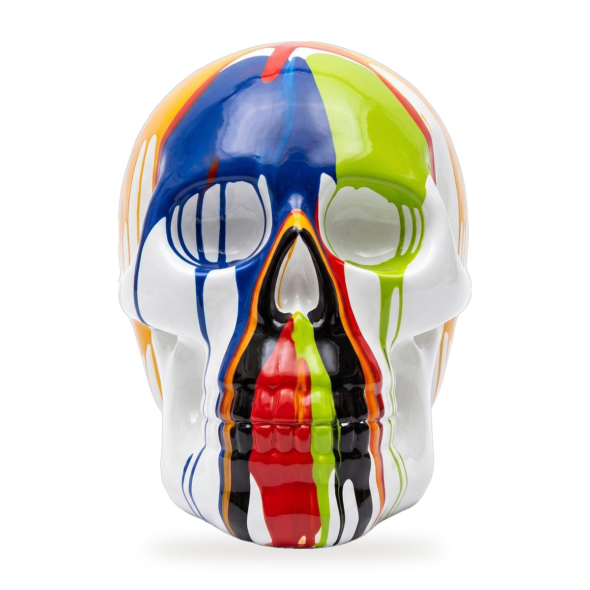 Casa Padrino Deko Skulptur Totenkopf Weiß / Bunt H. 66 cm - Deko Accessoires (KI Ansicht W) 1