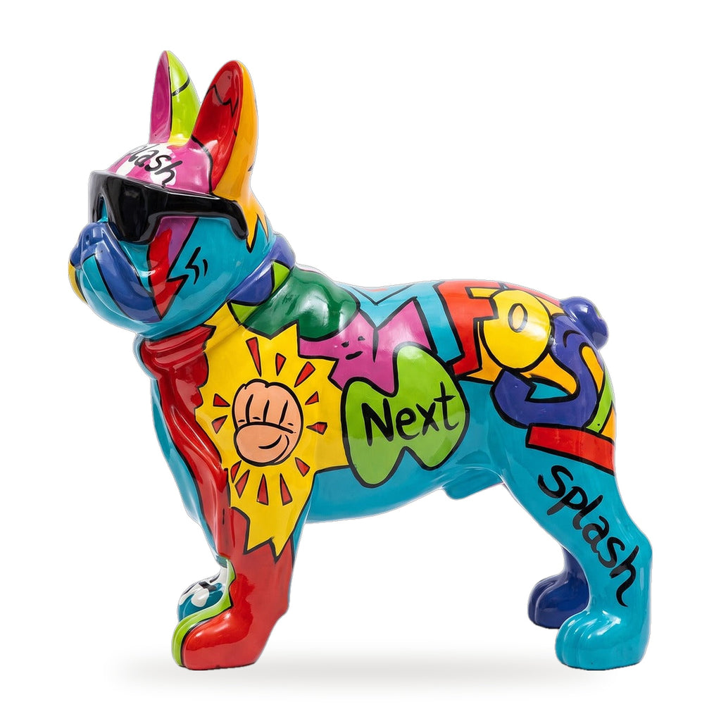 Casa Padrino Deko Skulptur Hund Bulldogge Bunt H. 80 cm - Garten Deko Figur (KI Ansicht W) 3