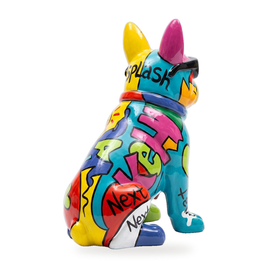 Casa Padrino Deko Skulptur Hund Bulldogge Bunt H. 80 cm - Garten Deko Figur (KI Ansicht W) 4