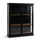 Casa Padrino Landhausstil Vitrine Schwarz / Naturfarben 195 x 70 x H. 223 cm (KI Studio)