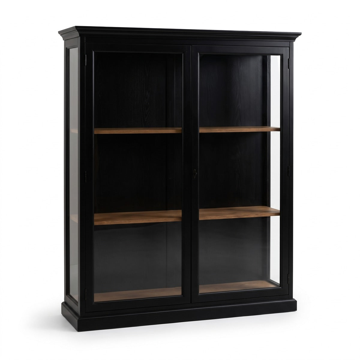 Casa Padrino Landhausstil Vitrine Schwarz / Naturfarben 195 x 70 x H. 223 cm (KI Studio)
