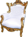 Casa Padrino Barock Sessel Al Capone Weiß/Gold, handgefertigter Luxus Sessel im Antik Stil, 128 x 90 x 80 cm
