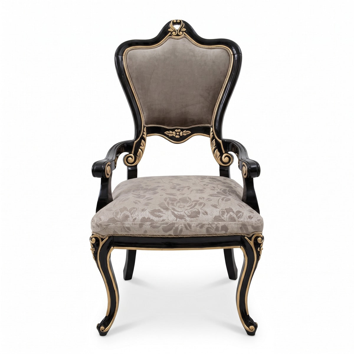 Casa Padrino Barock Sessel Schwarz mit floralem Muster (KI Studio)
