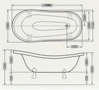 Casa Padrino Luxus Badewanne Jugendstil Roma Braun/Weiß/Altgold 1580mm - Freistehende Retro Wanne